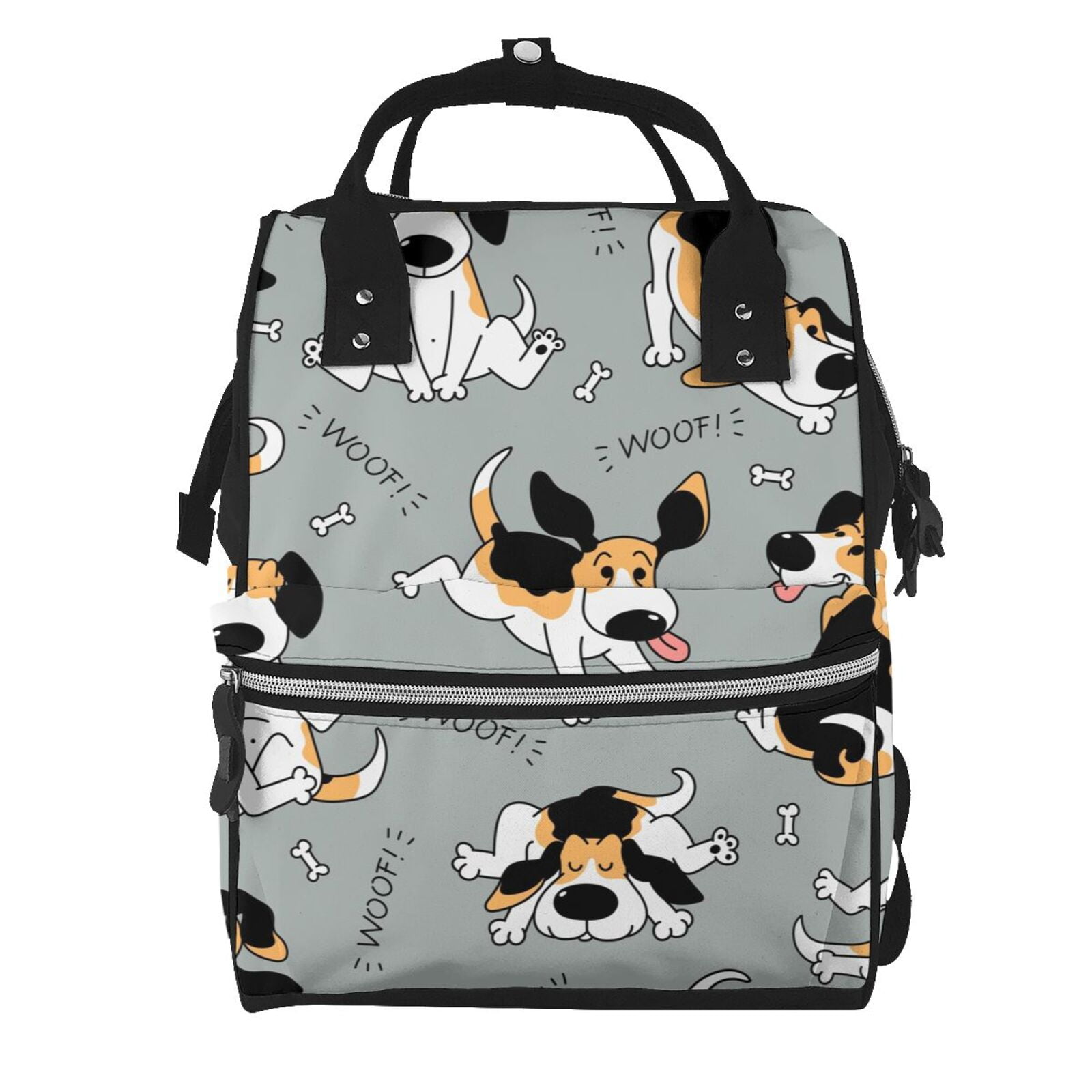 Fuzoiu Funny Beagle Active Dog Print Diaper Bag Backpack,Baby Essentials Travel Tote,Multi function Waterproof Diaper Bag, Travel Essentials Baby Bag - Unisex