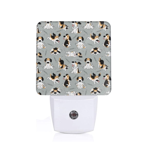 Fuzoiu Funny Beagle Active Dog Print Dusk to Dawn LED Night Light with Light Sensor, Energy-Efficient Touch-Safe Night Lamp for Home, Office, and Kids' Rooms-US