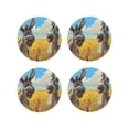 thumbnail image 1 of Fuzoiu Funny Countryside Donkey Print Leather Coasters Set,Drink Coasters Set of 4,for Tabletop Protection, Durable PVC Coasters,Home Décor and Housewarming Gift-Round Shape, 1 of 6