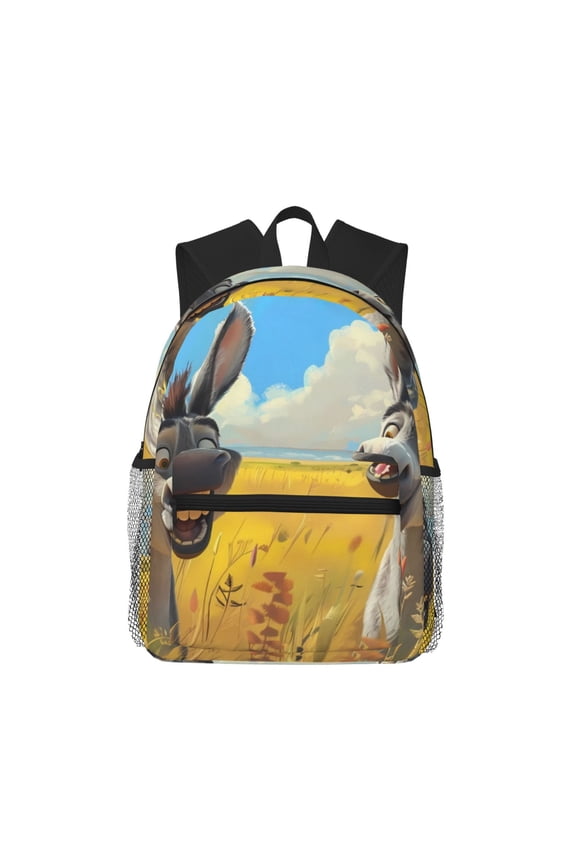 Funny Countryside Donkey Print School Backpack for Teens,Large Bookbag,Lightweight Laptop Bag for Travel, Work, School & Outdoor Adventures