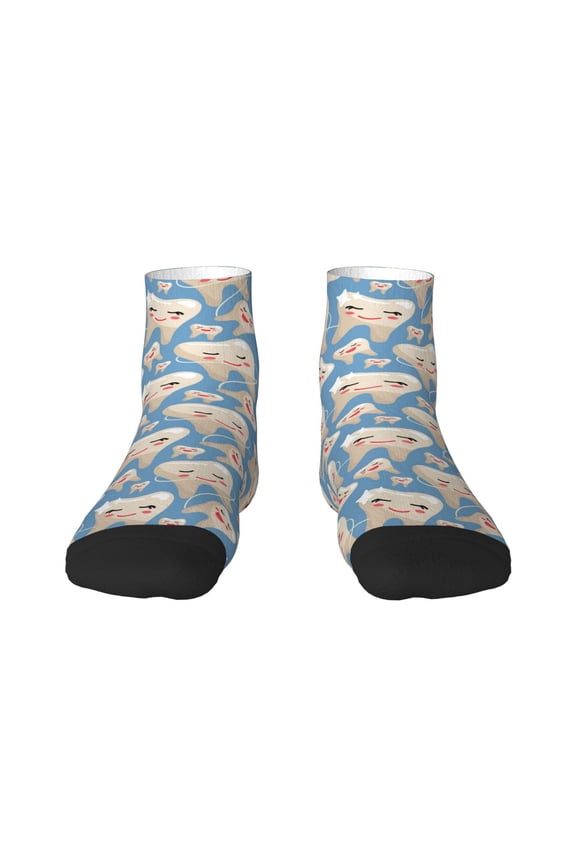 Funny Cute Healthy Teeth Print Adult Socks, Crew Moisture-wicking Socks, Unisex Cushion Crew Socks,Casual Sports Ankle Socks
