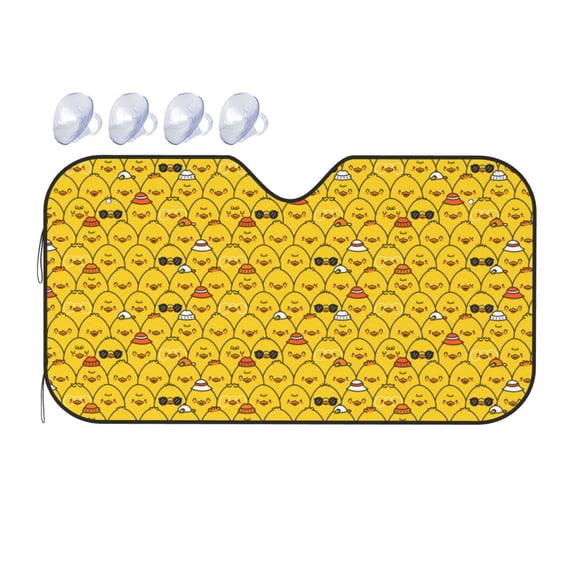 Fuzoiu Funny Ducks Print Car Windshield Sunshade,Foldable Reflective Sun Visor,Windshield Sun Shade,UV Rays Sun Visor Shade,Auto Front Sun Shield Shade-Small