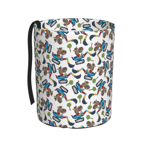 Fuzoiu Funny Excavator Print Car Trash Can,Leakproof Car Trash Can,Hanging Garbage Bin,Vehicle Trash Can, Suitable for Sedans, SUVs, MPVs & Trucks