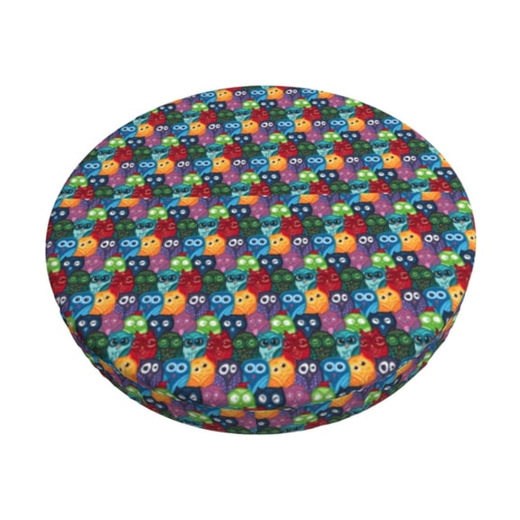 Fuzoiu Funny Owls Print Bar Stool Cushions, Super Breathable Round Bar Stool Covers,Seat Cushion Round- One Cushion Only-12 inch