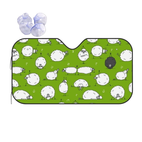 Fuzoiu Funny Sheep Doing Yoga Print Car Windshield Sun Shade,Block Uv Rays Sunshade,Foldable Front Window Sun Visor Protector for Car,SUV,Truck-Keep Vehicle Cool-Funny Sheep Doing Yoga