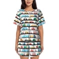 thumbnail image 1 of Fuzoiu Funny Transport Print Women's Short-Sleeved Pajama Set,Lounge Sleepwear Set,Womens Pajama Sets 2 Piece,Button-Up Top and Shorts with Pockets-3X-Large, 1 of 7