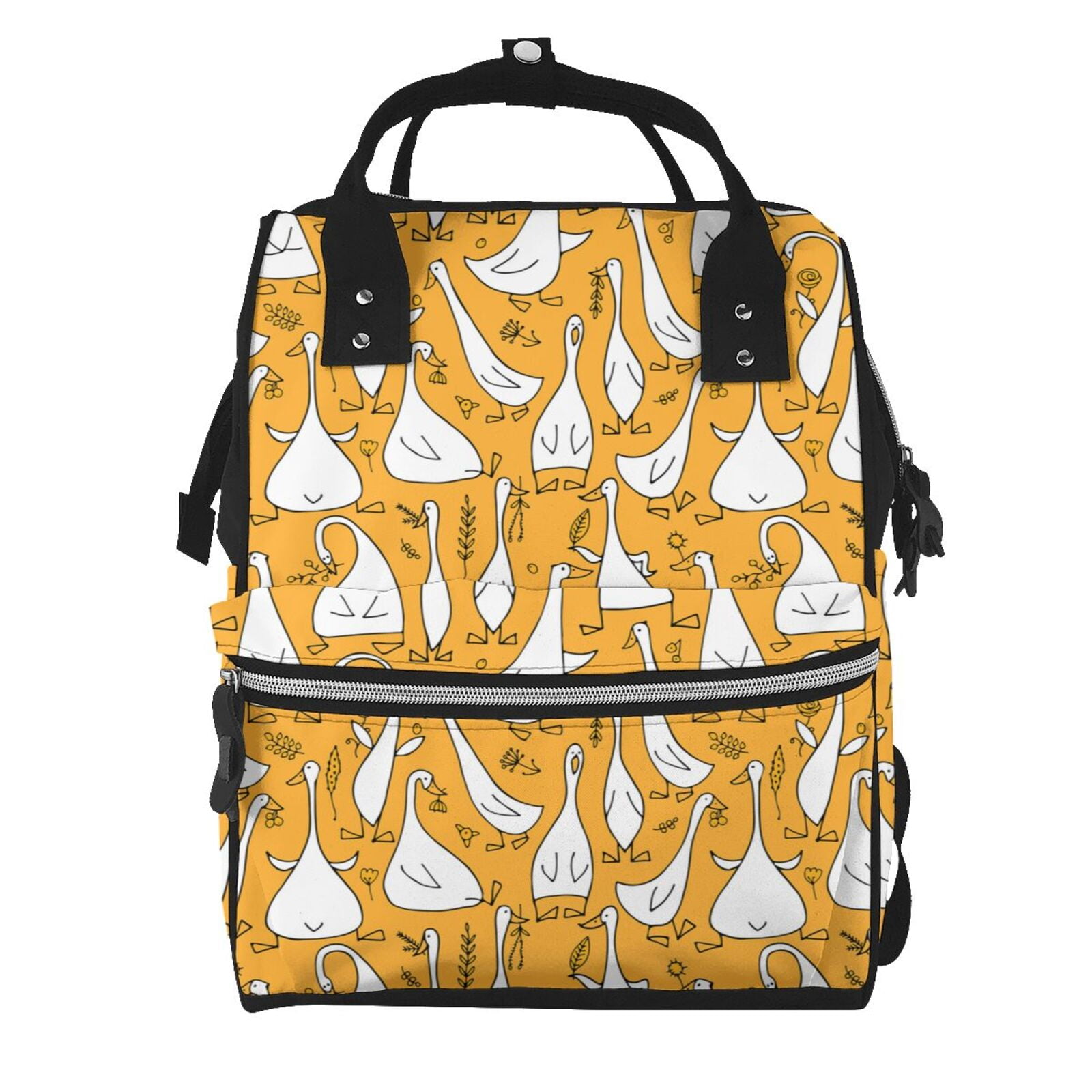 Fuzoiu Funny goose family Print Diaper Bag Backpack,Baby Essentials Travel Tote,Multi function Waterproof Diaper Bag, Travel Essentials Baby Bag - Unisex