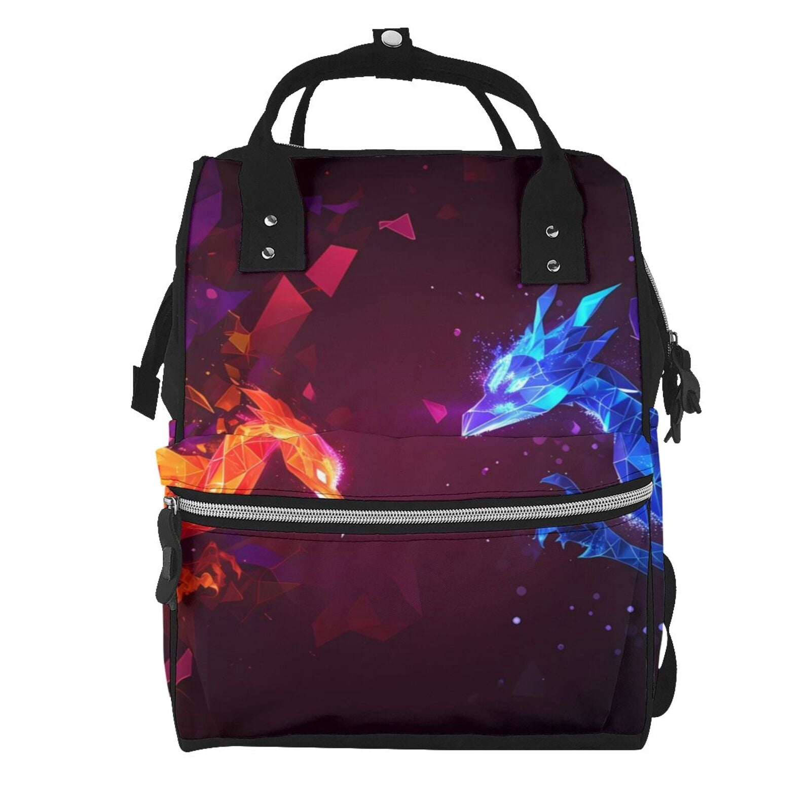 Fuzoiu Futuristic Red And Blue Bird Print Diaper Bag Backpack,Baby Essentials Travel Tote,Multi function Waterproof Diaper Bag, Travel Essentials Baby Bag - Unisex