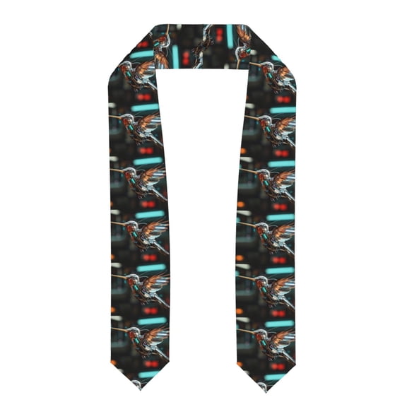 Fuzoiu Futuristic Robot Hummingbird Print Graduation Sash,Graduation Stole,Unisex Adult Graduation Stole Shawl 91" Long,for Academic Commencements Shawl-Flattened