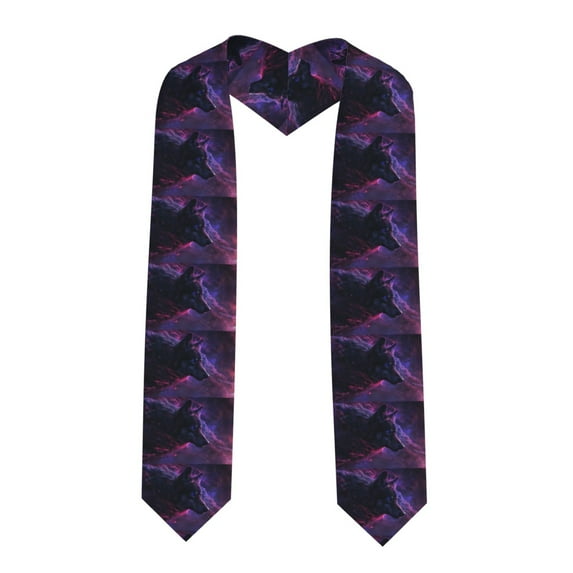 Fuzoiu Galactic Wolf Stare Print Graduation Sash,Graduation Stole,Unisex Adult Graduation Stole Shawl 91" Long,for Academic Commencements Shawl-Sharp Corner