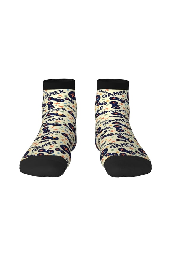Game Controller Print Adult Socks, Crew Moisture-wicking Socks, Unisex Cushion Crew Socks,Casual Sports Ankle Socks