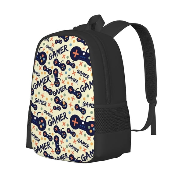 Fuzoiu Game Controller Print Large Capacity Backpack,Travel Backpack,Laptop Bag,College School Rucksack Bag,for School, Travel & Outdoor Activities