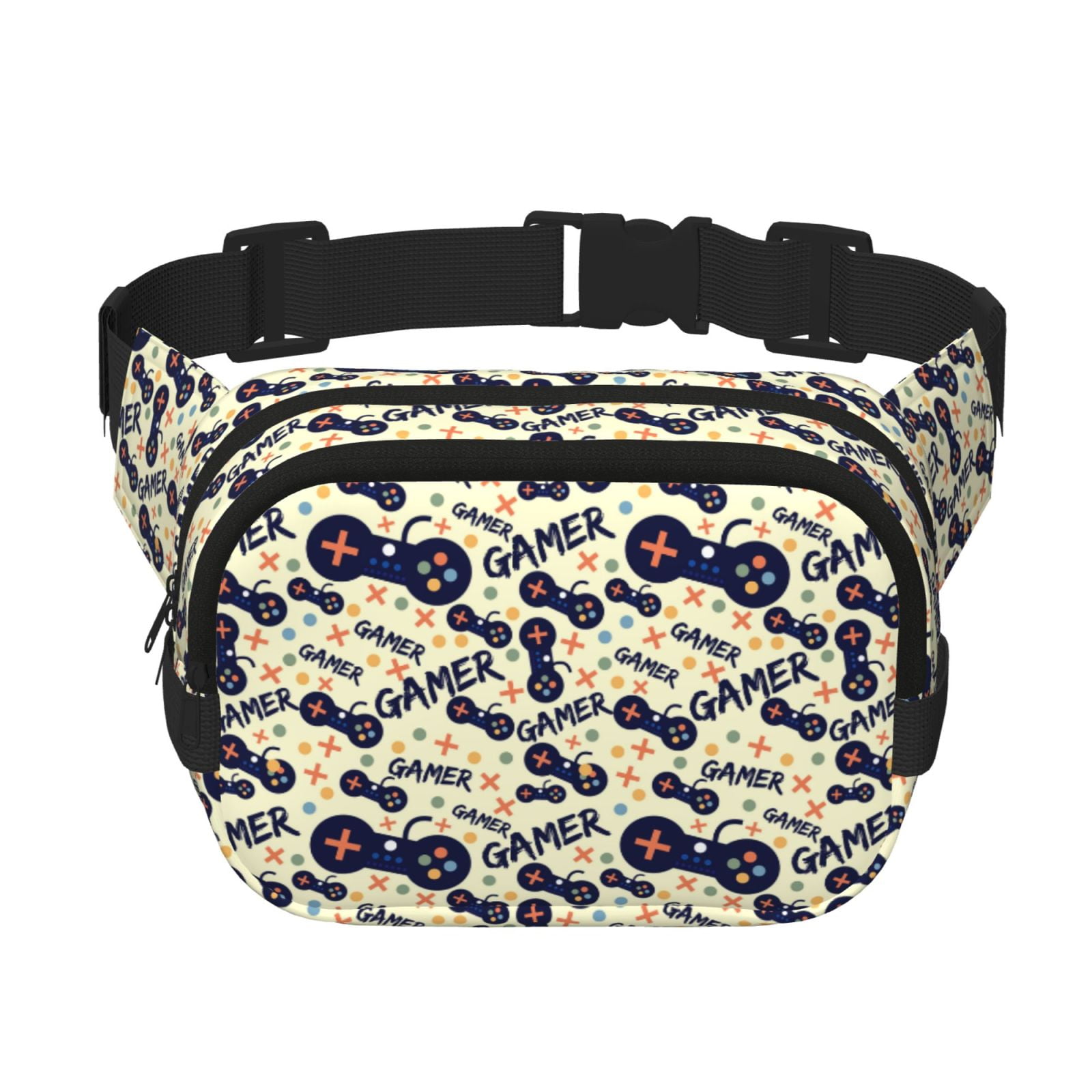 Fuzoiu Game Controller Print Unisex Square Double Layer Waist Bag,Crossbody Fanny Pack Travel Workout Accessory