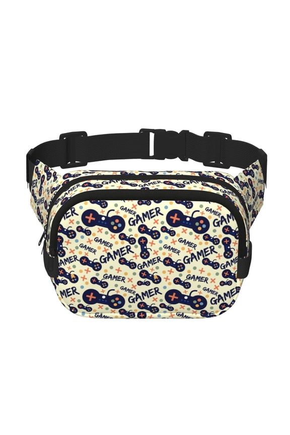 Game Controller Print Unisex Square Double Layer Waist Bag,Crossbody Fanny Pack Travel Workout Accessory
