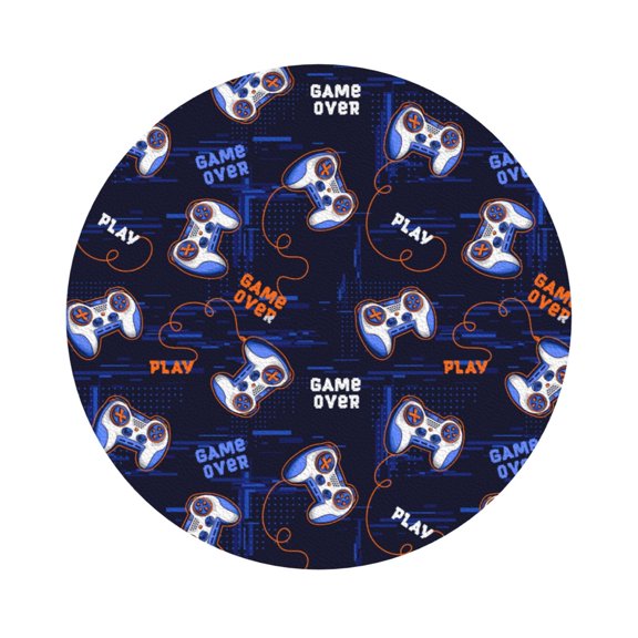 Fuzoiu Game Pads Print Leather Coasters Set,Drink Coasters Set of 6,for Tabletop Protection, Durable PVC Coasters,Home Décor and Housewarming Gift,Round Shape
