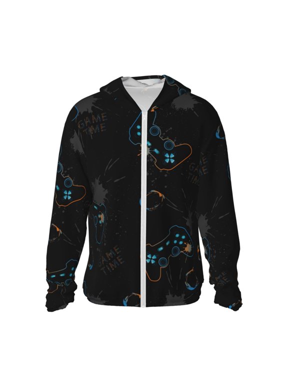 Game Time Print Unisex Sun Protection Hoodie,UPF 50+ Light Jacket,Full Zip Sun Protection Hoodie,Long Sleeve Sun Shirts,for Outdoor Activities-Medium