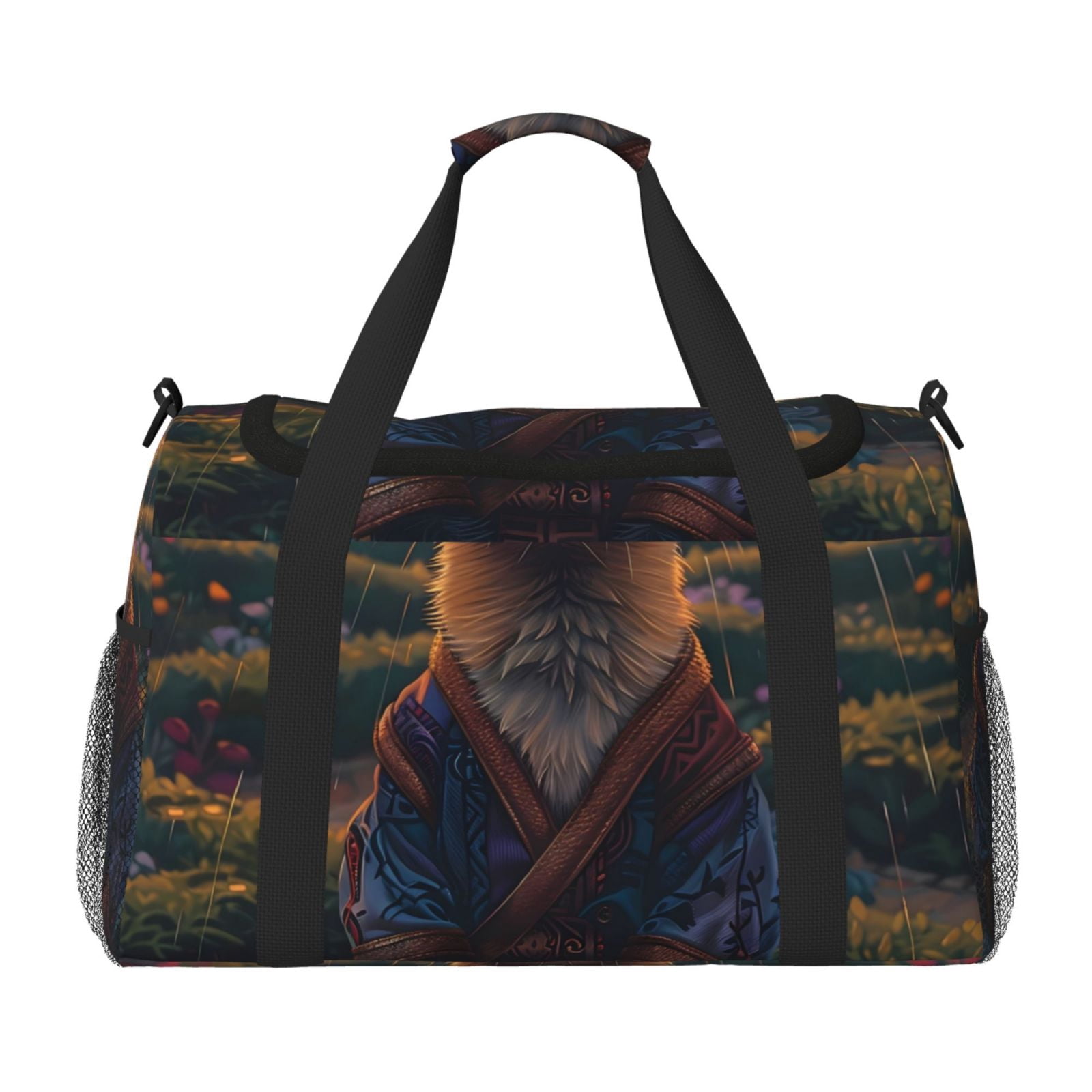 Fuzoiu Garden Meditating Weasel Print Travel Duffle Bag,Carry On Tote Bags,Duffel Bag,Sport Gym Bag, Hospital Bag for Labor and Delivery, Overnight Bag,Luggage Bag
