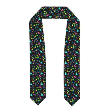 Fuzoiu Geometric 1980s Styled Print Graduation Sash,Graduation Stole,Unisex Adult Graduation Stole Shawl 91" Long,for Academic Commencements Shawl-Flattened