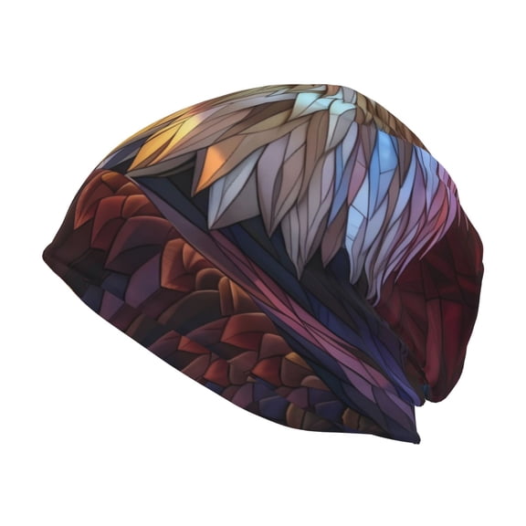 Fuzoiu Geometric American Bald Eagle Print Winter Beanie Hat for Men & Women,Warm Knit Cap,Women Windproof Watch Hat,Knit Warm Unisex Beanie