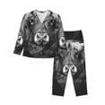 thumbnail image 1 of Fuzoiu Geometric Bull Design Print Women's Long-Sleeved Pajama,Lounge Button Down Nightwear,Womens Notch Collar Pajama Set-X-Large, 1 of 7