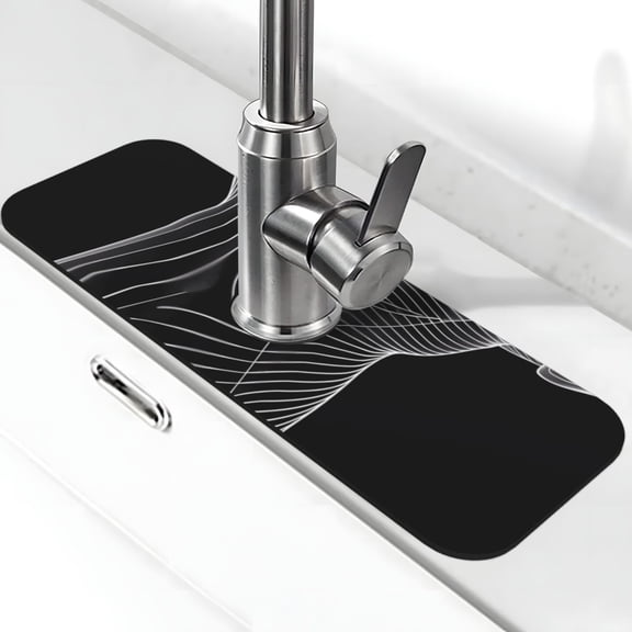 Fuzoiu Geometric Lines Dog Art Print Kitchen Faucet Suction Pad, Sink Splash Guard Faucet Mat, Faucet Handle Drip Catcher Tray Drying Mat For Bathroom Kitchen Bathroom Countertop