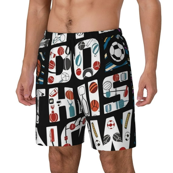 Fuzoiu Geometric Sports Energetic Burst Print Men's Swim Shorts,Quick-Dry Double-Layer Swim Trunks,Board Trunks,Beach Shorts Swimwear Bathing Suits-Medium