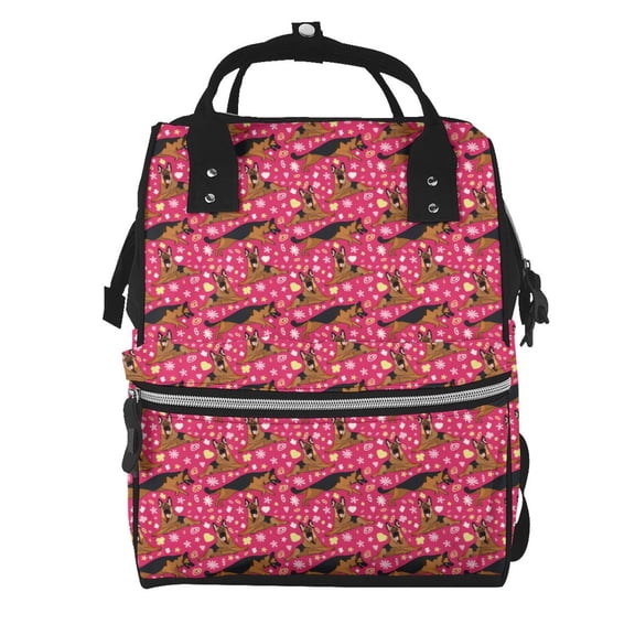 Fuzoiu German Shepherd Dog Print Diaper Bag Backpack,Baby Essentials Travel Tote,Multi function Waterproof Diaper Bag, Travel Essentials Baby Bag - Unisex