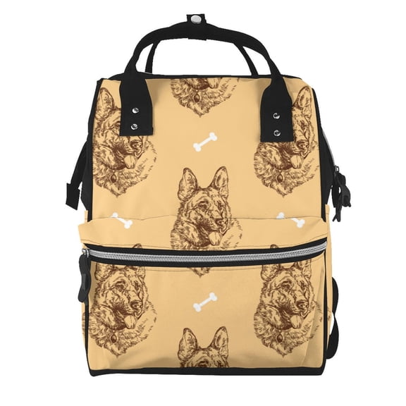 Fuzoiu German Shepherd Dog Print Diaper Bag Backpack,Baby Essentials Travel Tote,Multi function Waterproof Diaper Bag, Travel Essentials Baby Bag - Unisex