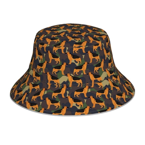 Fuzoiu German Shepherd Dog Print Reflective Bucket Hat,Outdoor Hat for Men and Women,Bucket Hat for Travel Fishing Hunting Summer Camp