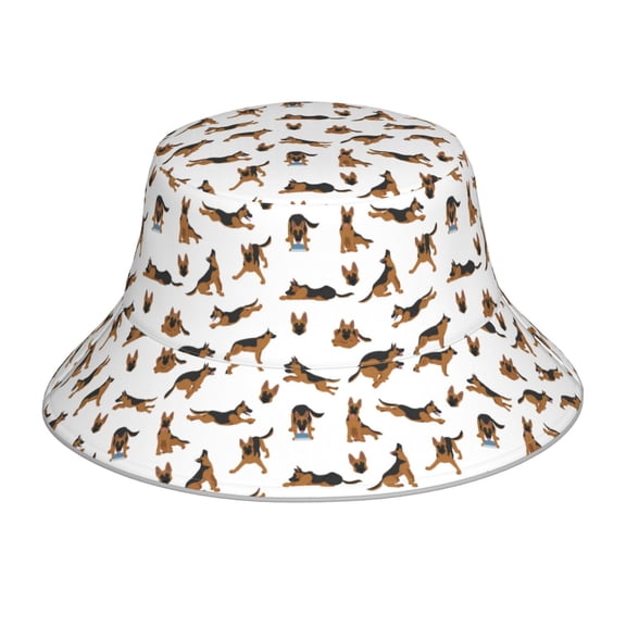 Fuzoiu German Shepherd Dog Print Reflective Bucket Hat,Outdoor Hat for Men and Women,Bucket Hat for Travel Fishing Hunting Summer Camp