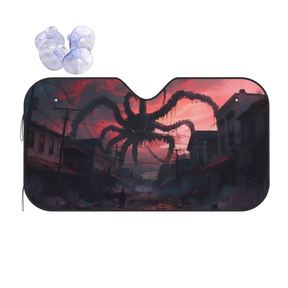 Fuzoiu Giant Monster Over City Print Car Windshield Sun Shade,Block Uv Rays Sunshade,Foldable Front Window Sun Visor Protector for Car,SUV,Truck-Keep Vehicle Cool-Giant Monster Over City