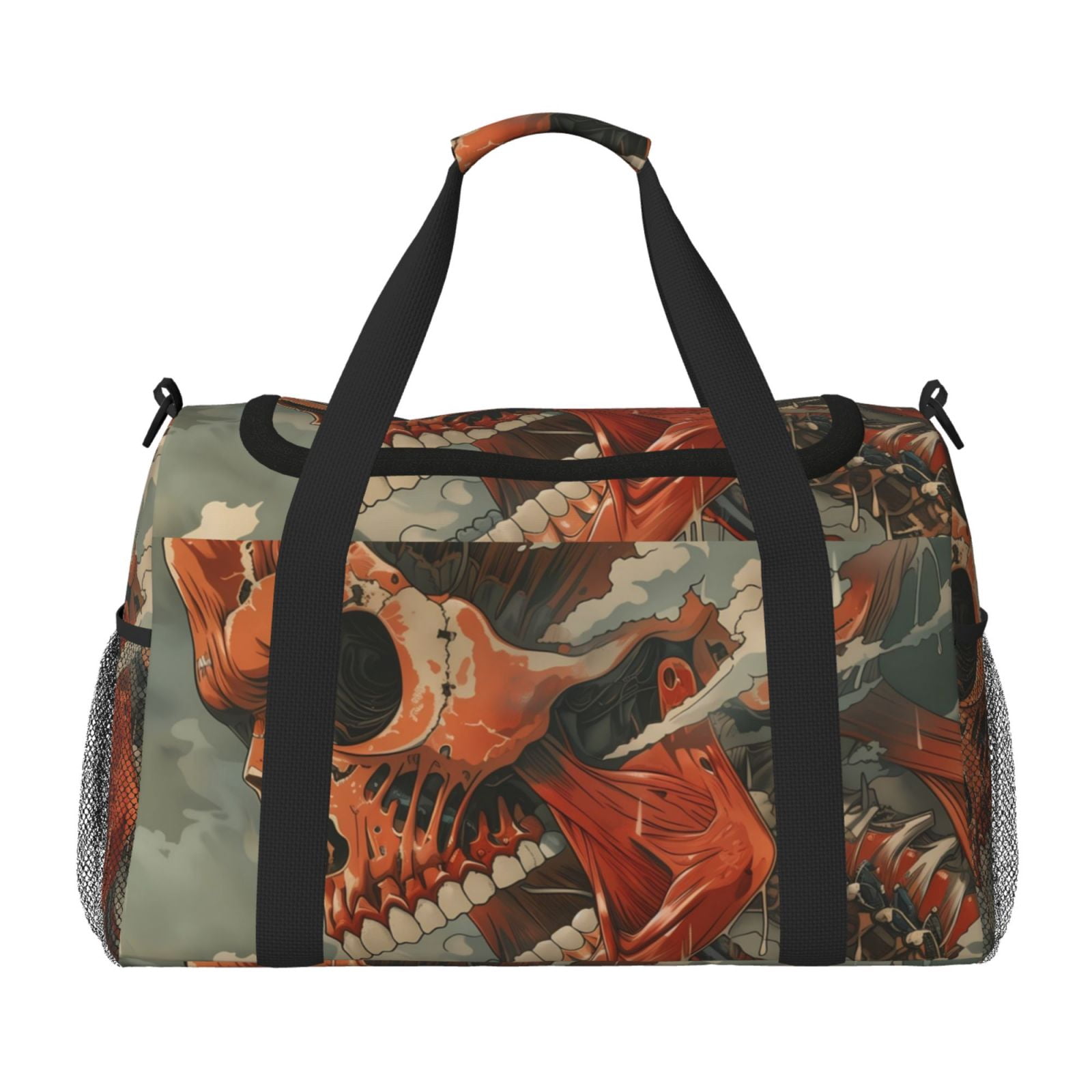 Fuzoiu Gigantic Skull In Clouds Print Travel Duffle Bag,Carry On Tote Bags,Duffel Bag,Sport Gym Bag, Hospital Bag for Labor and Delivery, Overnight Bag,Luggage Bag
