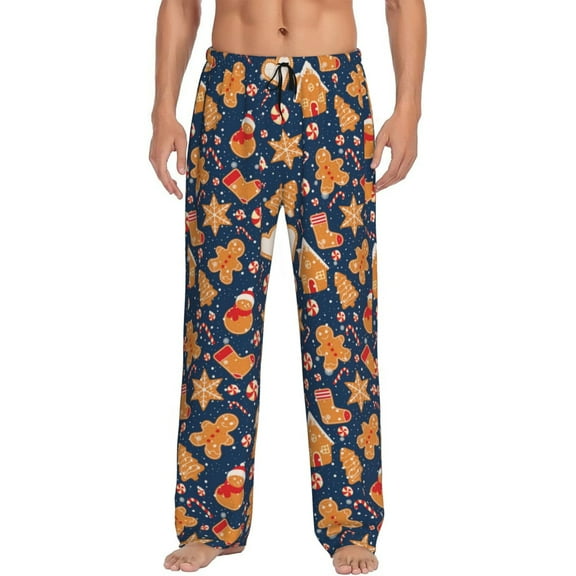 Fuzoiu Gingerbread Delights Print Men's Pajama Pants,Lounge Pants for Men,Lounge PJ Bottoms,Sleepwear Pants with Drawstring Pockets -XX-Large
