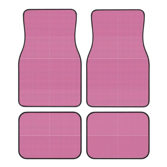 Fuzoiu Gingham Print Carpet Floor Mats for Car,Car Foot Mat Set,Universal Fit 4 Piece Mat Pad Set,Fits Most Cars Trucks Vans Sedans SUV Auto Carpet Mat Se
