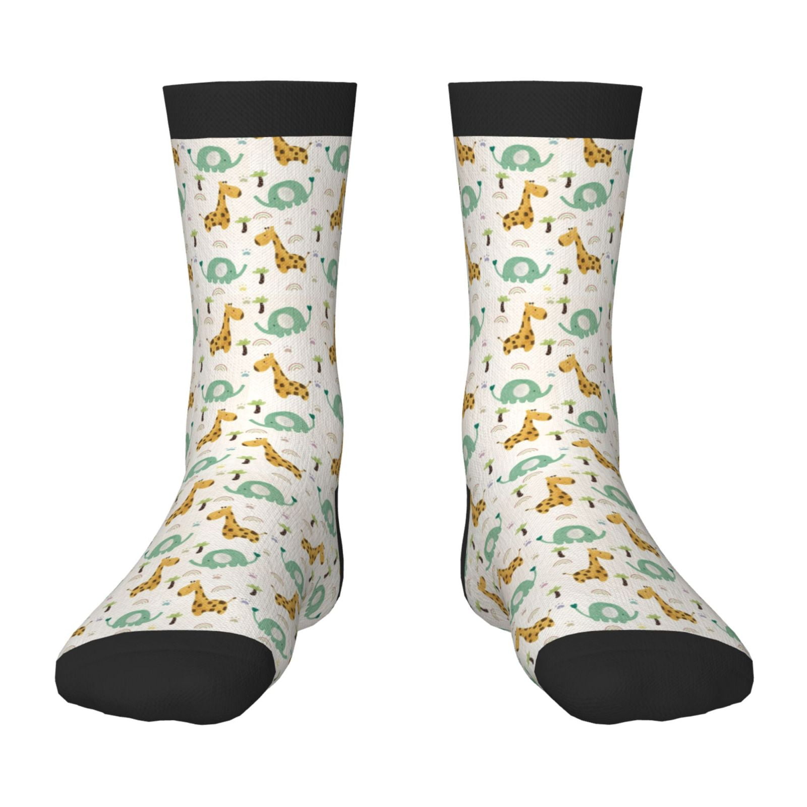 Fuzoiu Giraffe And Elephant Print Kids Socks For Boys Girls,Grip Crew ...