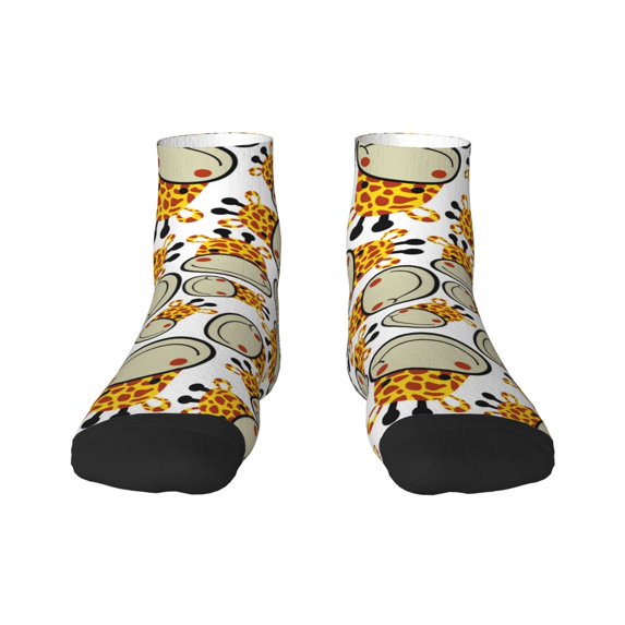 Fuzoiu Giraffes Head Print Adult Socks, Crew Moisture-wicking Socks, Unisex Cushion Crew Socks,Casual Sports Ankle Socks