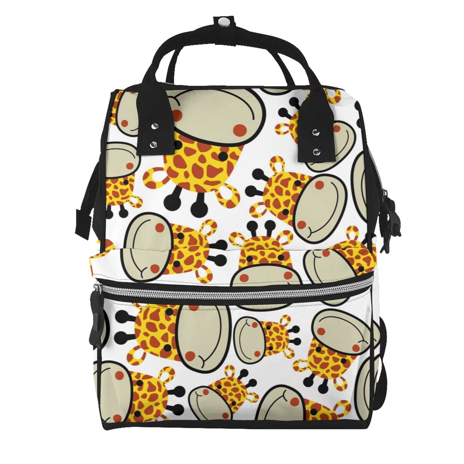 Fuzoiu Giraffes Head Print Diaper Bag Backpack,Baby Essentials Travel Tote,Multi function Waterproof Diaper Bag, Travel Essentials Baby Bag - Unisex