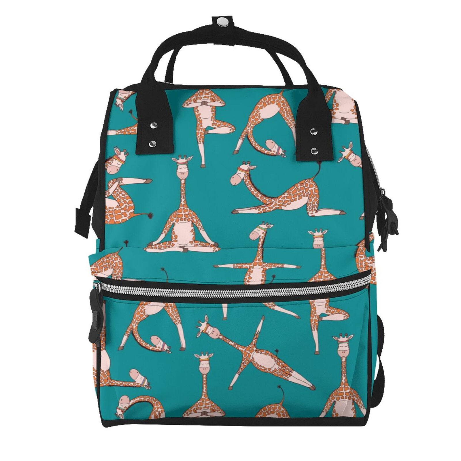 Fuzoiu Giraffes Doing Various Yoga Print Diaper Bag Backpack,Baby Essentials Travel Tote,Multi function Waterproof Diaper Bag, Travel Essentials Baby Bag - Unisex
