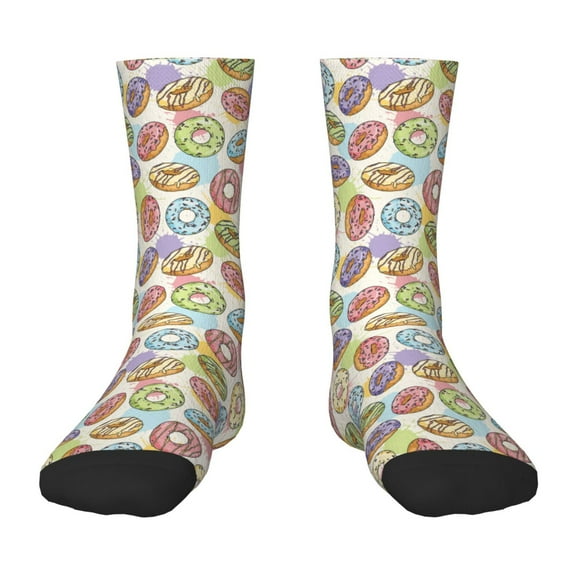 Fuzoiu Glazed Donuts Print Kids Socks For Boys Girls,Grip Crew Socks with Non Slip,Lightweight Stretch Crew Socks,Toddlers Crew Boot Socks