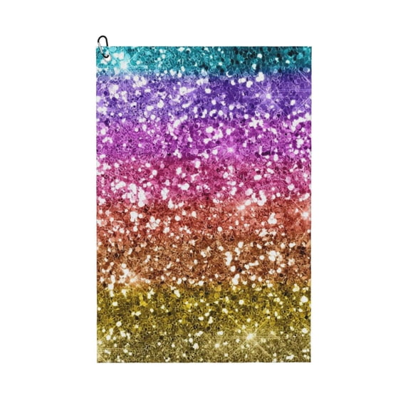 Fuzoiu Glitter Rainbow Print Golf Towel, Microfiber Golf Towels for Golf Bags with Clip,16" x 24" Portable Golf Towel,Best Gifts for Father Men Golf Fan Golfer