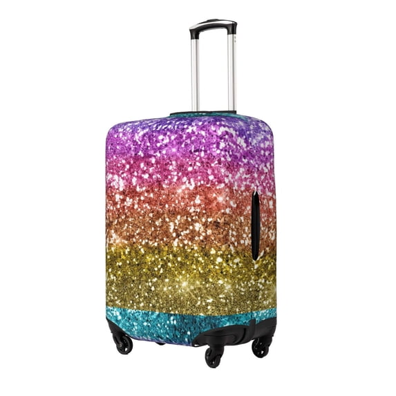 Fuzoiu Glitter Rainbow Print Suitcase Cover,Washable Luggage Covers for Suitcase,Elastic Luggage Protector Cover,Scratch Resistant Travel Suitcase Covers-Medium
