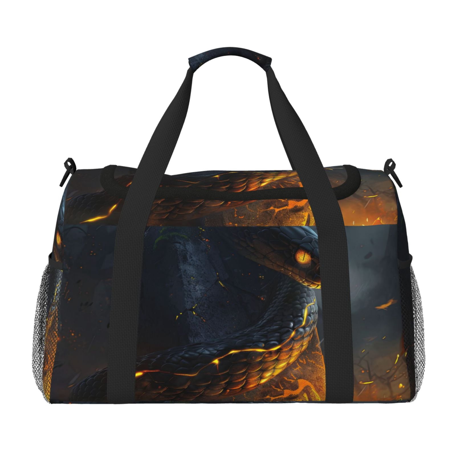 Fuzoiu Glowing Snake Dark Forest Print Travel Duffle Bag,Carry On Tote Bags,Duffel Bag,Sport Gym Bag, Hospital Bag for Labor and Delivery, Overnight Bag,Luggage Bag