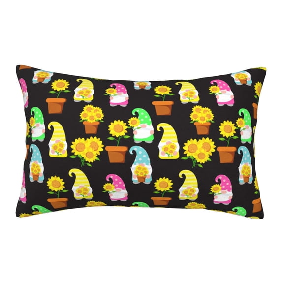 Fuzoiu Gnomes With Sunflowers Print Fuzzy Pillowcases, Super Soft Pillow Case Cover with Zipper for Bedroom, Sofa, Couch,Cozy Pillow Shams for All Seasons-14"x20"
