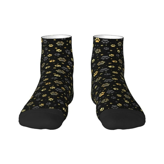 Fuzoiu Gold Dog Paw Print Adult Socks, Crew Moisture-wicking Socks, Unisex Cushion Crew Socks,Casual Sports Ankle Socks