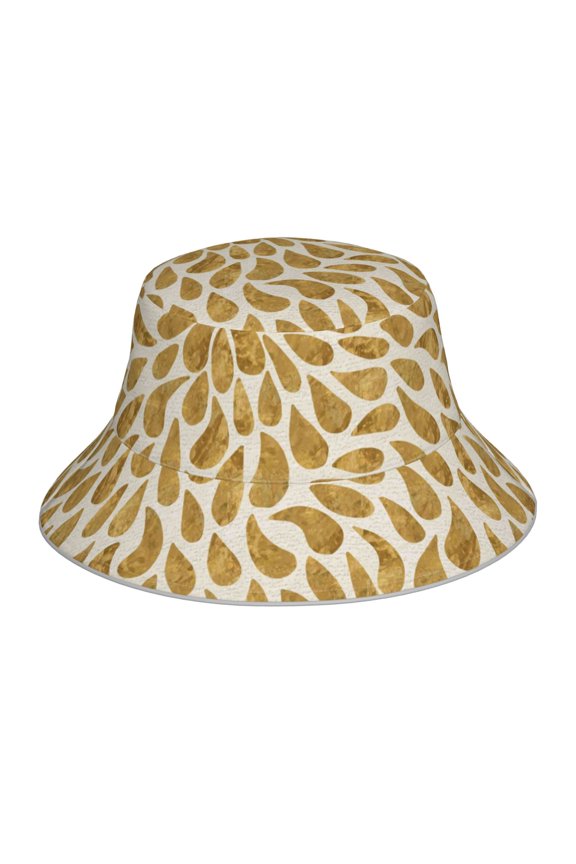 Gold Drops Print Reflective Bucket Hat,Outdoor Hat for Men and Women,Bucket Hat for Travel Fishing Hunting Summer Camp