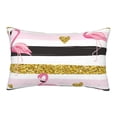 thumbnail image 1 of Fuzoiu Gold Glittering Hearts and Flamingos Print Fuzzy Pillowcases, Super Soft Pillow Case Cover with Zipper for Bedroom, Sofa, Couch,Cozy Pillow Shams for All Seasons-14"x20", 1 of 6