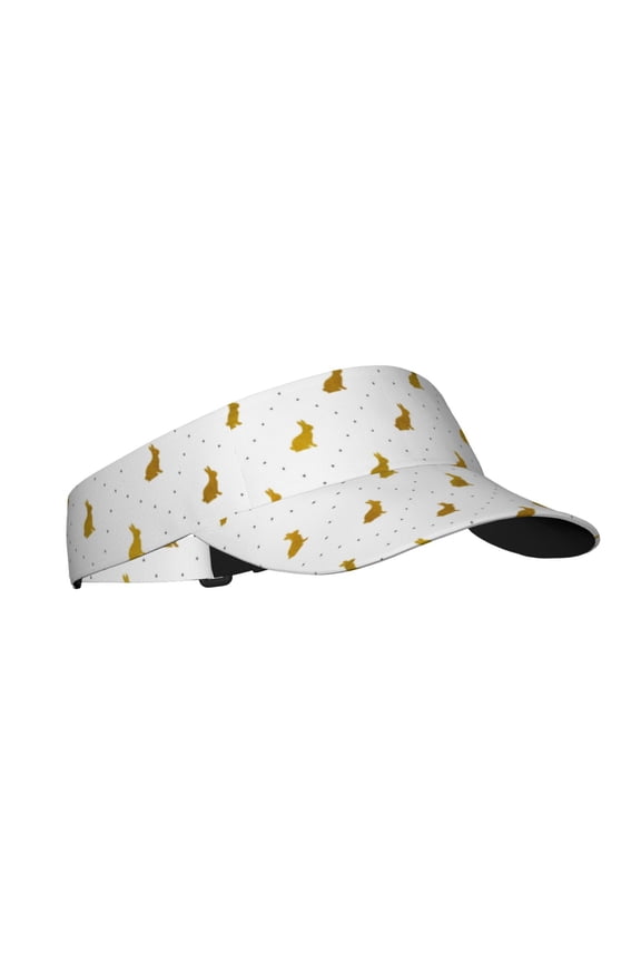 Gold Rabbit Print Adult Sunscreen Visor Cap,Adjustable Summer Cap for Men Women,Unisex Running Outdoor Beach Hat