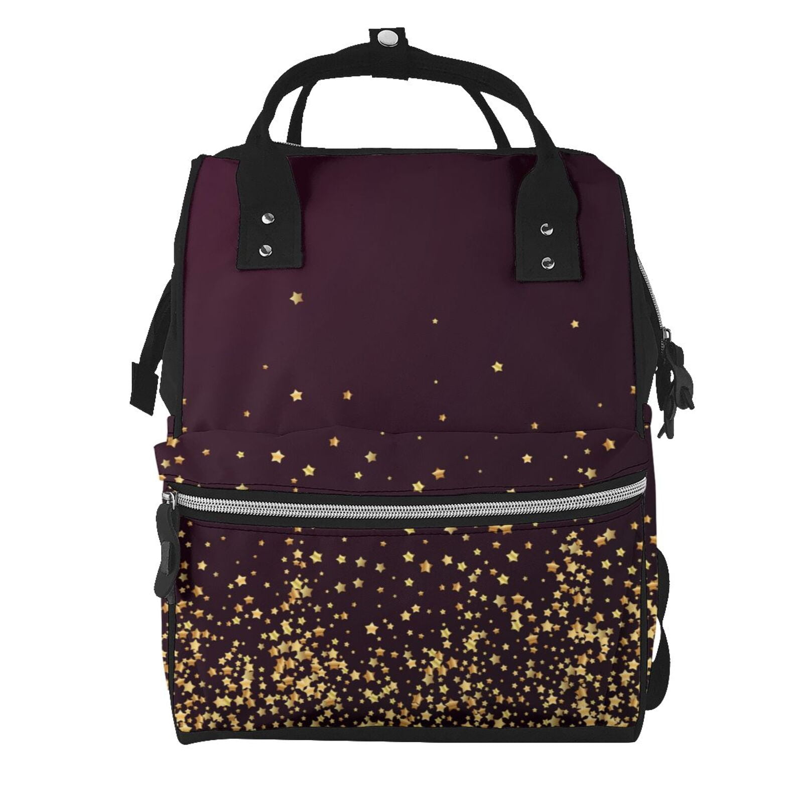Fuzoiu Gold stars luxury sparkling Print Diaper Bag Backpack,Baby Essentials Travel Tote,Multi function Waterproof Diaper Bag, Travel Essentials Baby Bag - Unisex