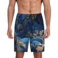 thumbnail image 1 of Fuzoiu Golden Blue Mountains Print Pajama Shorts for Men, Men's Pajama Bottoms,Mens Lounge Sleepwear,Pajama Pants with Pocket-Small, 1 of 6