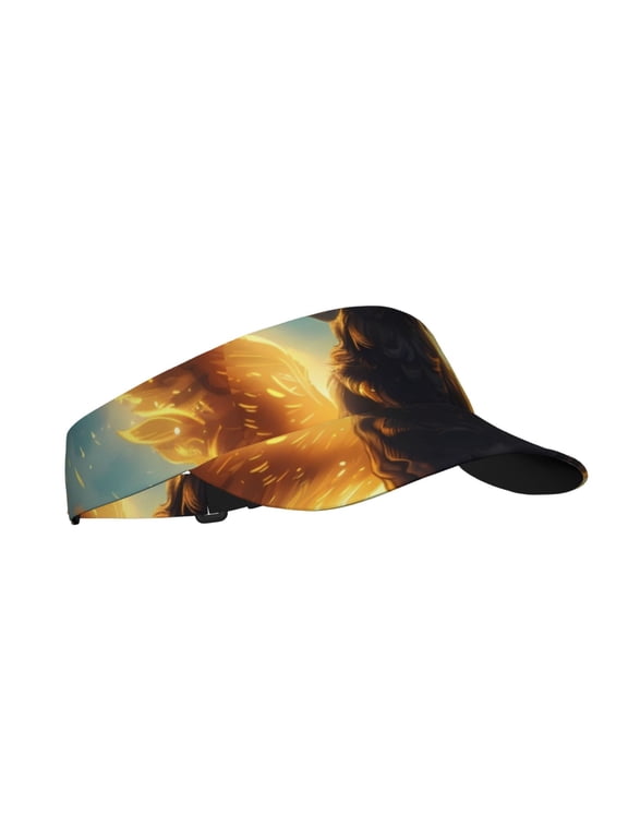 Golden Cloud Winged Dog Print Adult Sunscreen Visor Cap,Adjustable Summer Cap for Men Women,Unisex Running Outdoor Beach Hat